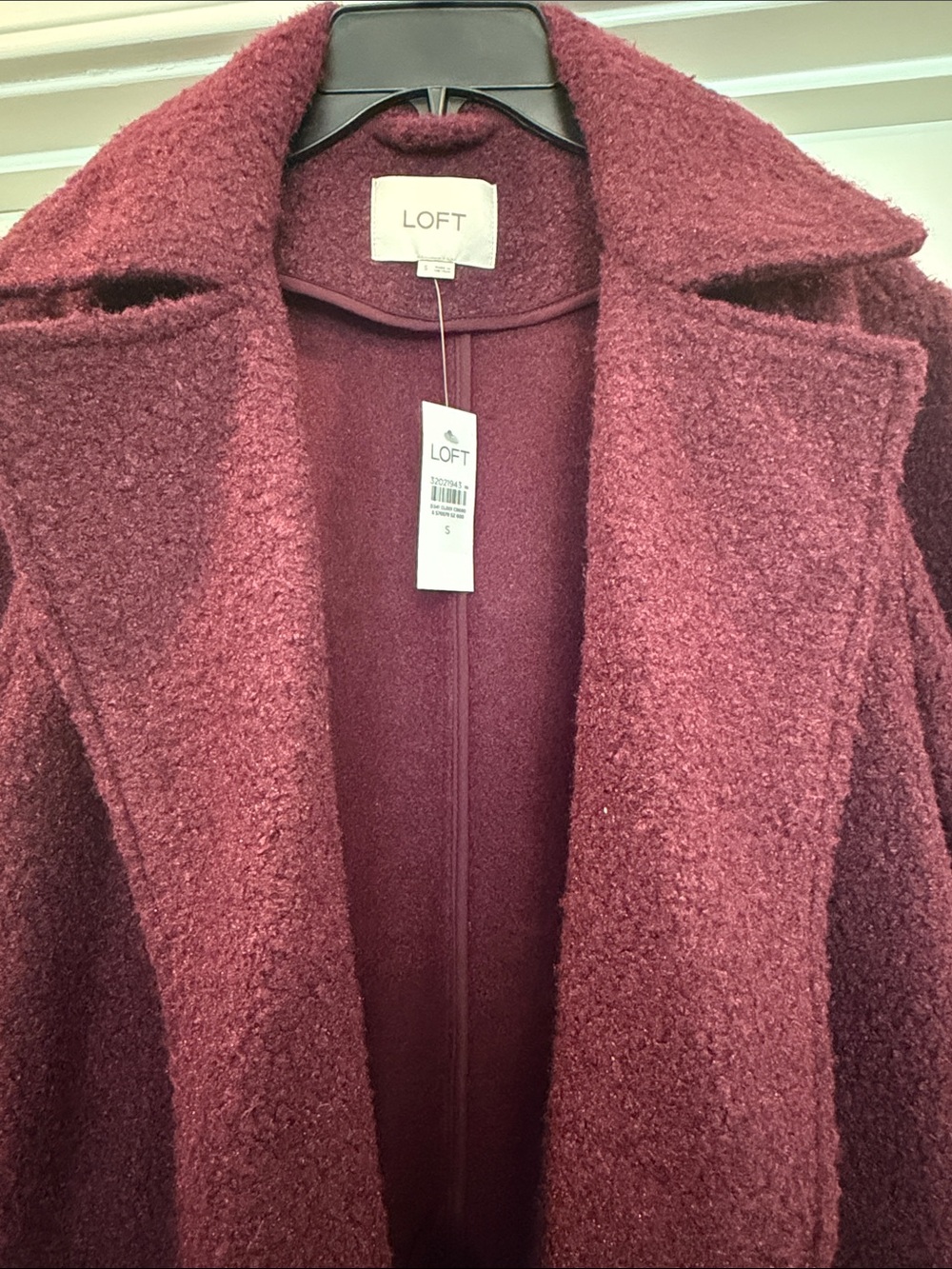 LOFT Burgundy Teddy Double-Breasted Coat - Picture 3 of 4